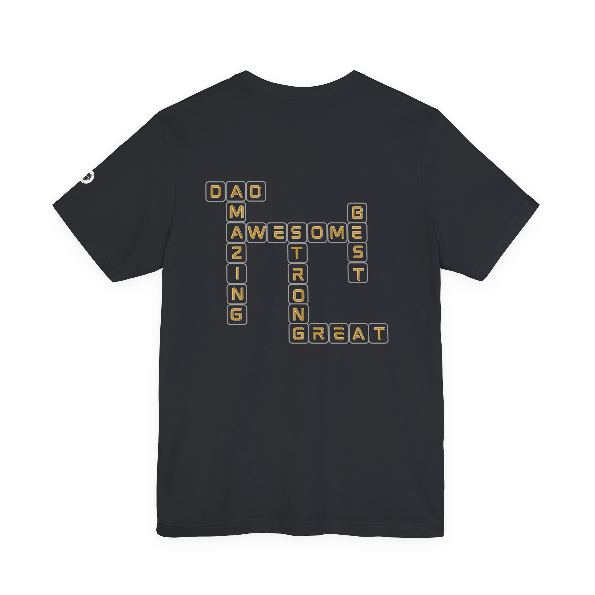 Dad 2026 Crossword T‑Shirt — "No.1 Dad" Gold Badge Father’s Day Tee | Dad Crossword Puzzle T-Shirt | Father's Day Double Sided Graphic Tee | No 1 Dad Shirt Gift for Men