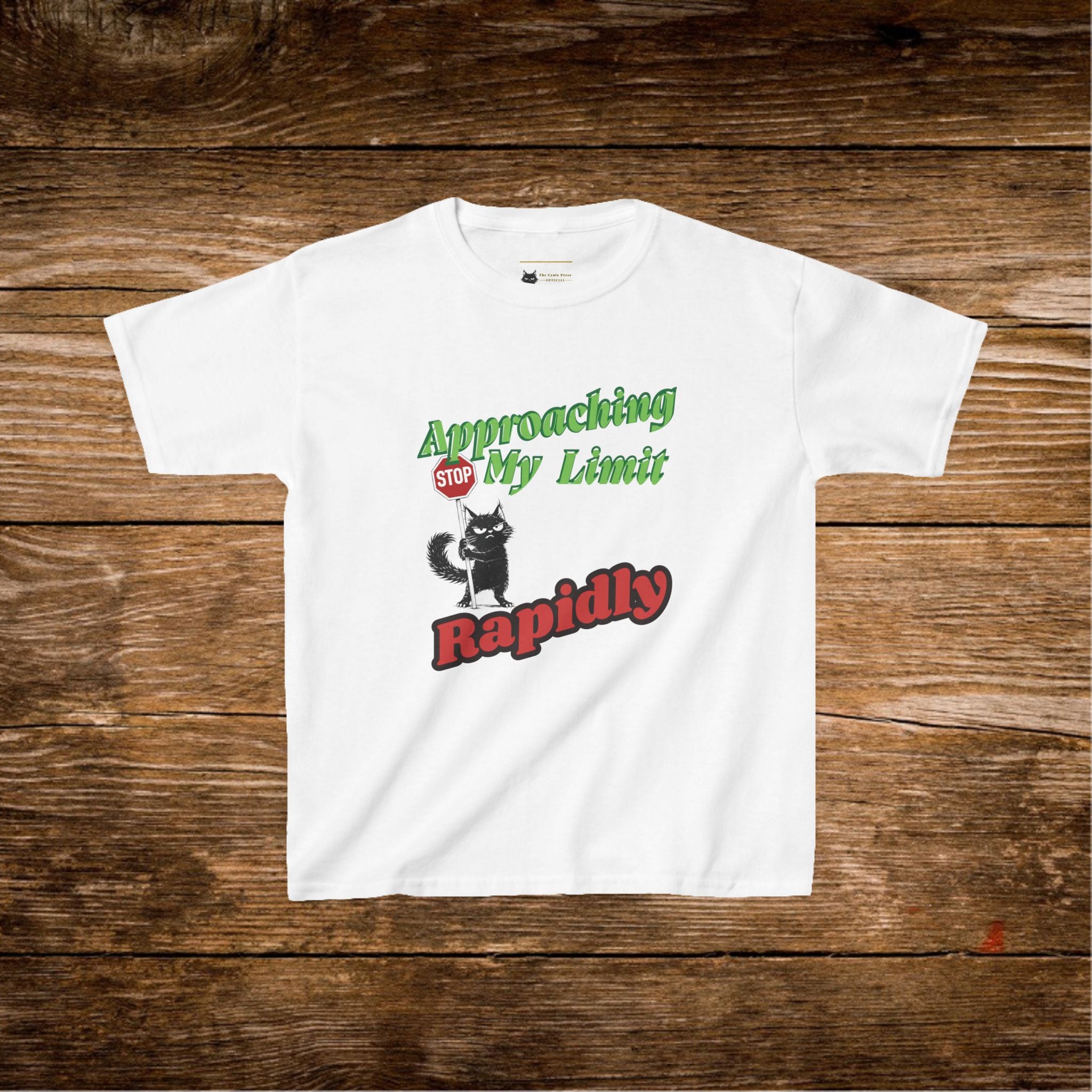 Kids T-Shirt — Approaching My Limit Stop Rapidly Cat Graphic Tee