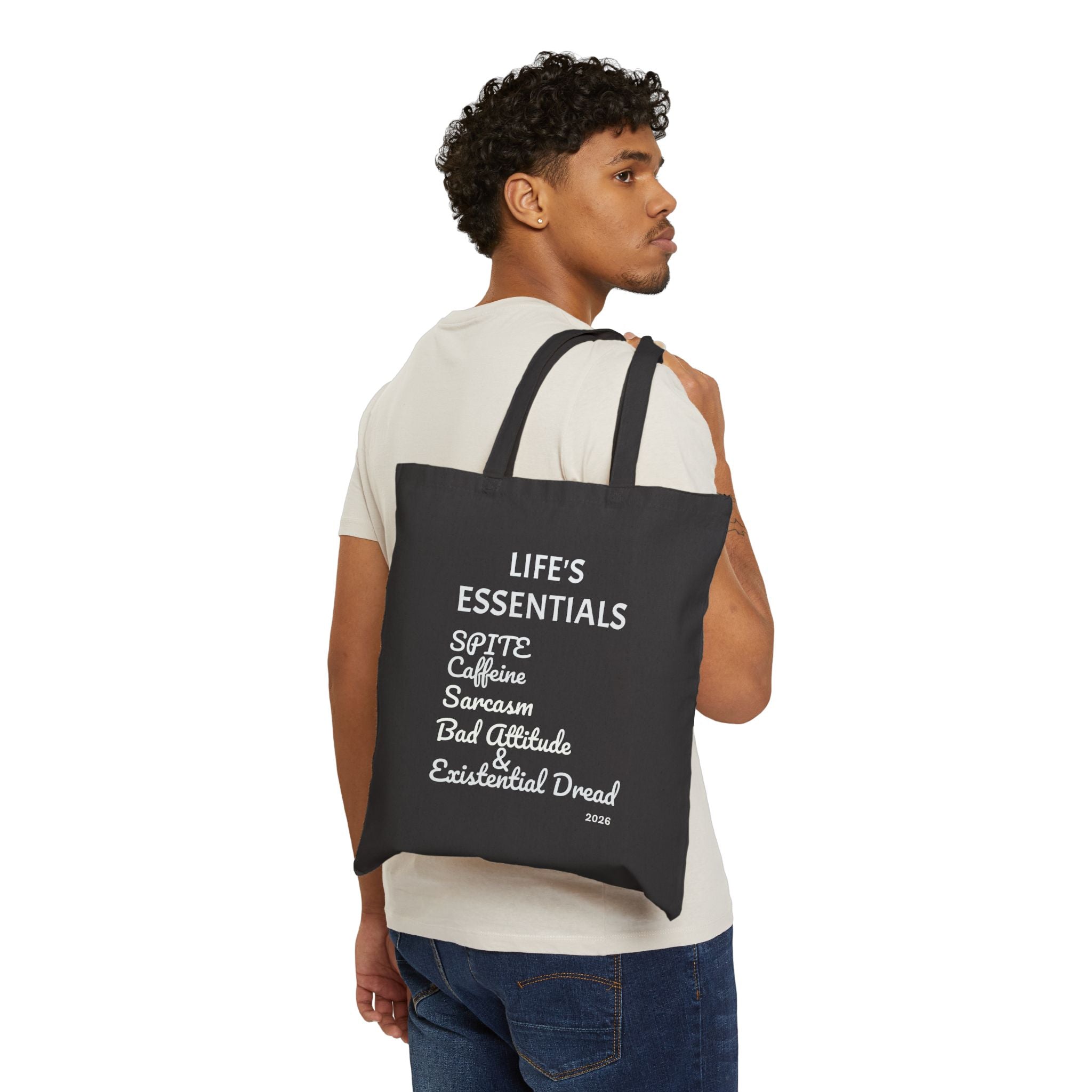 Caffeine Spite Quote Tote Bag | Cotton Canvas Carryall | SanctuaryEssentials