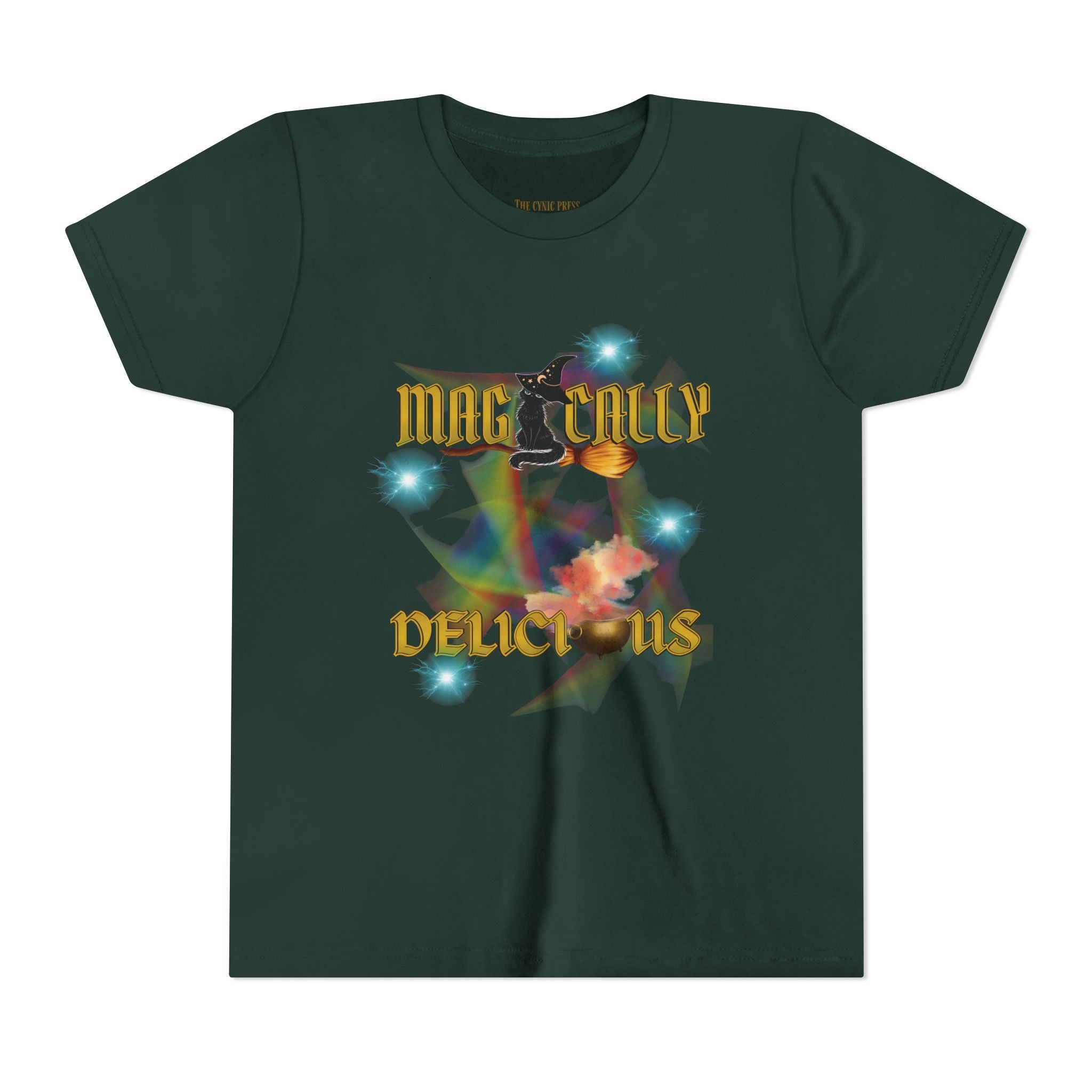 Magically Delicious Wizard Cat – Wizard Cat Glow Tee   - Wizard Cat Spell Bowl Tee – Fantasy Graphic
