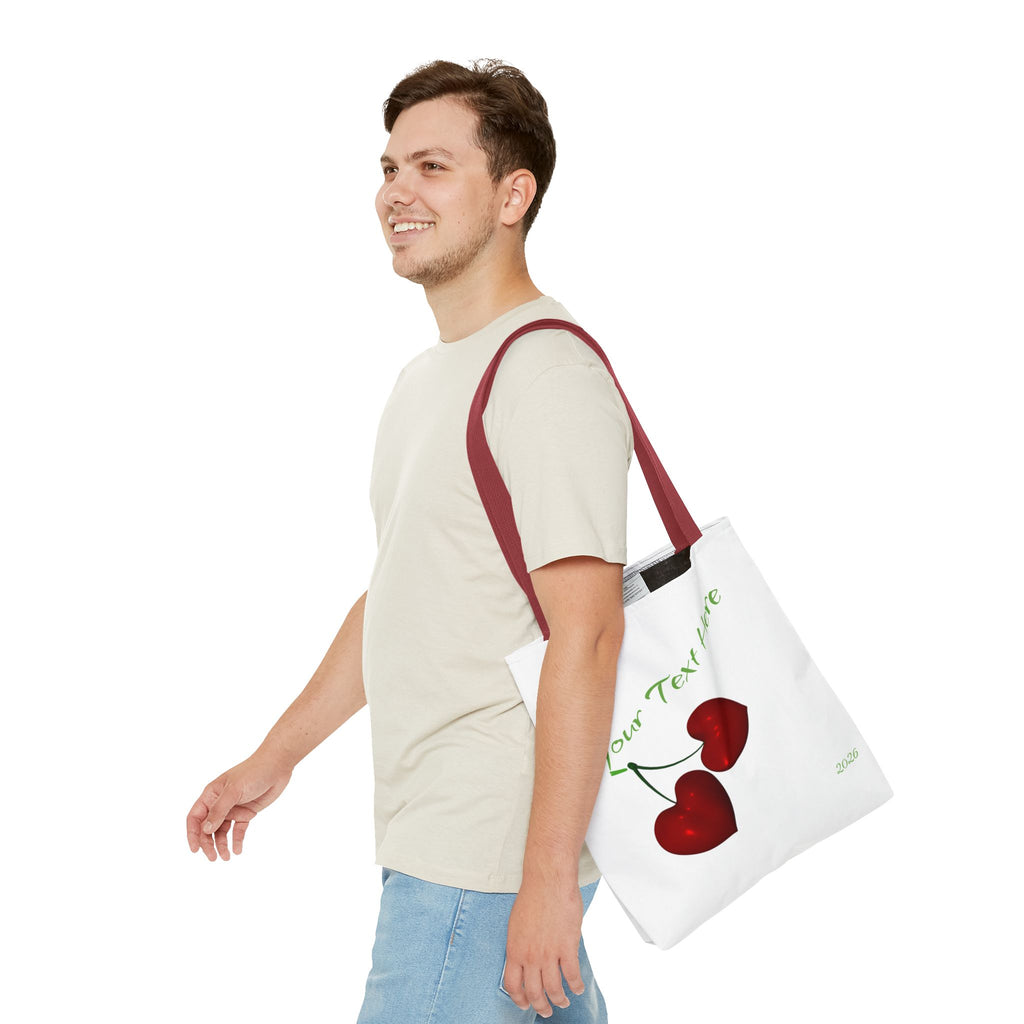 Cherry Hearts Name Tote Bag | Personalized Script _ Name | SanctuaryEssentials
