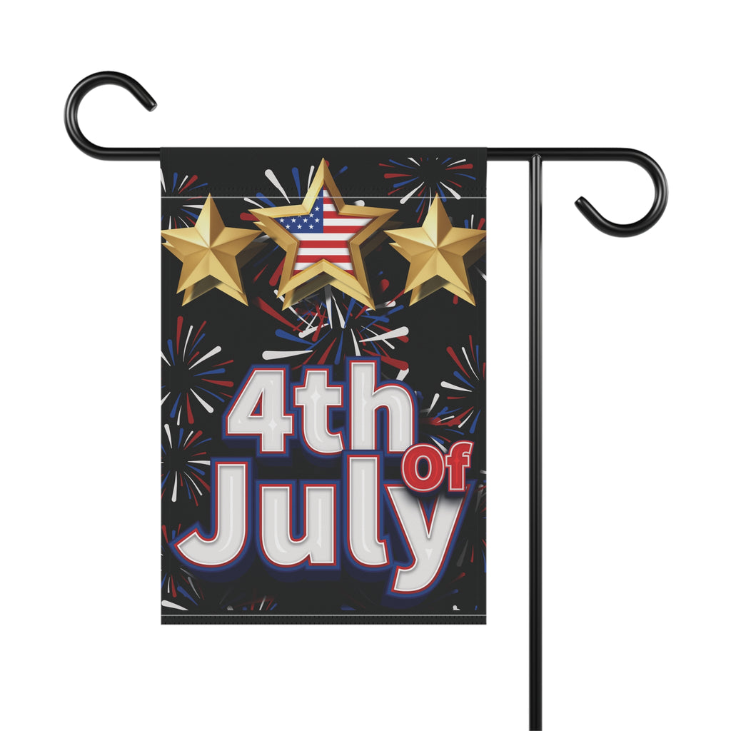 4th of July Garden Flag | Patriotic Stars & Fireworks Outdoor Yard Decor