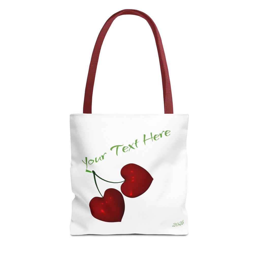 Cherry Hearts Name Tote Bag | Personalized Script _ Name | SanctuaryEssentials