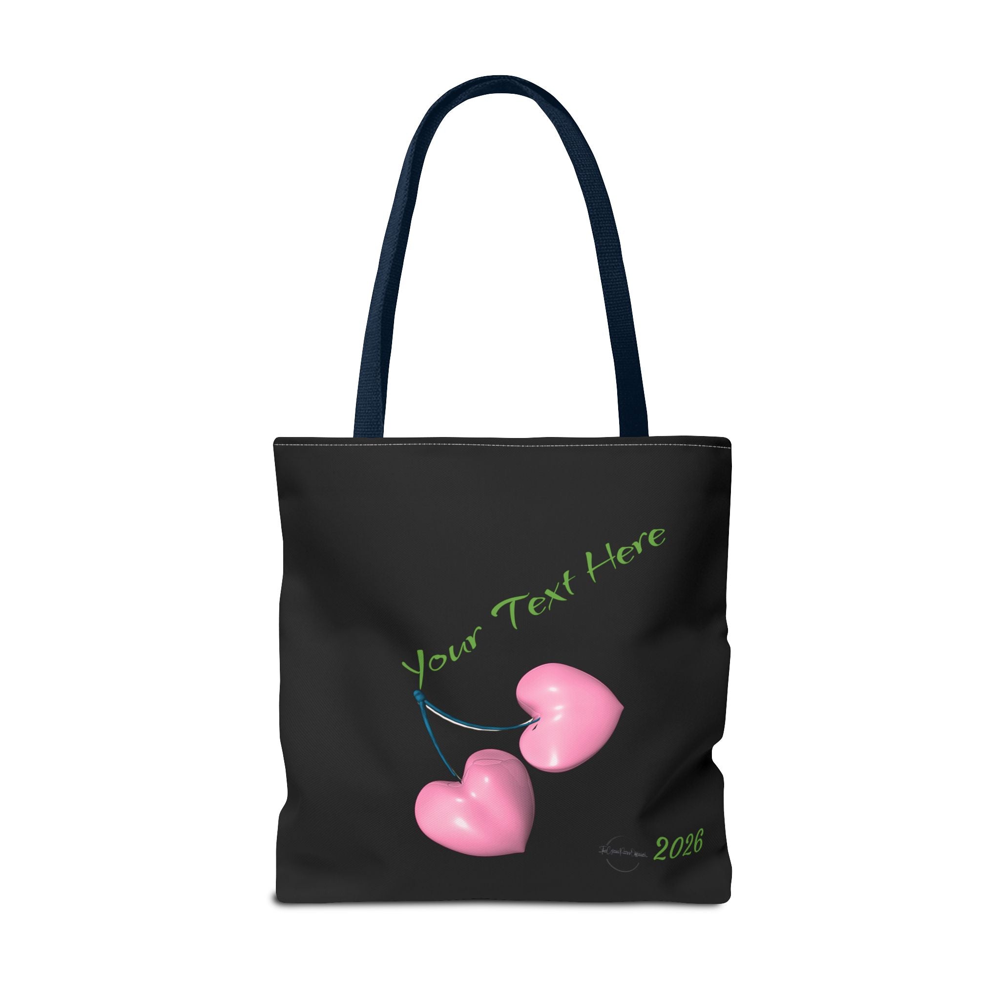 Pink Heart Cherries Tote Bag | Custom Text