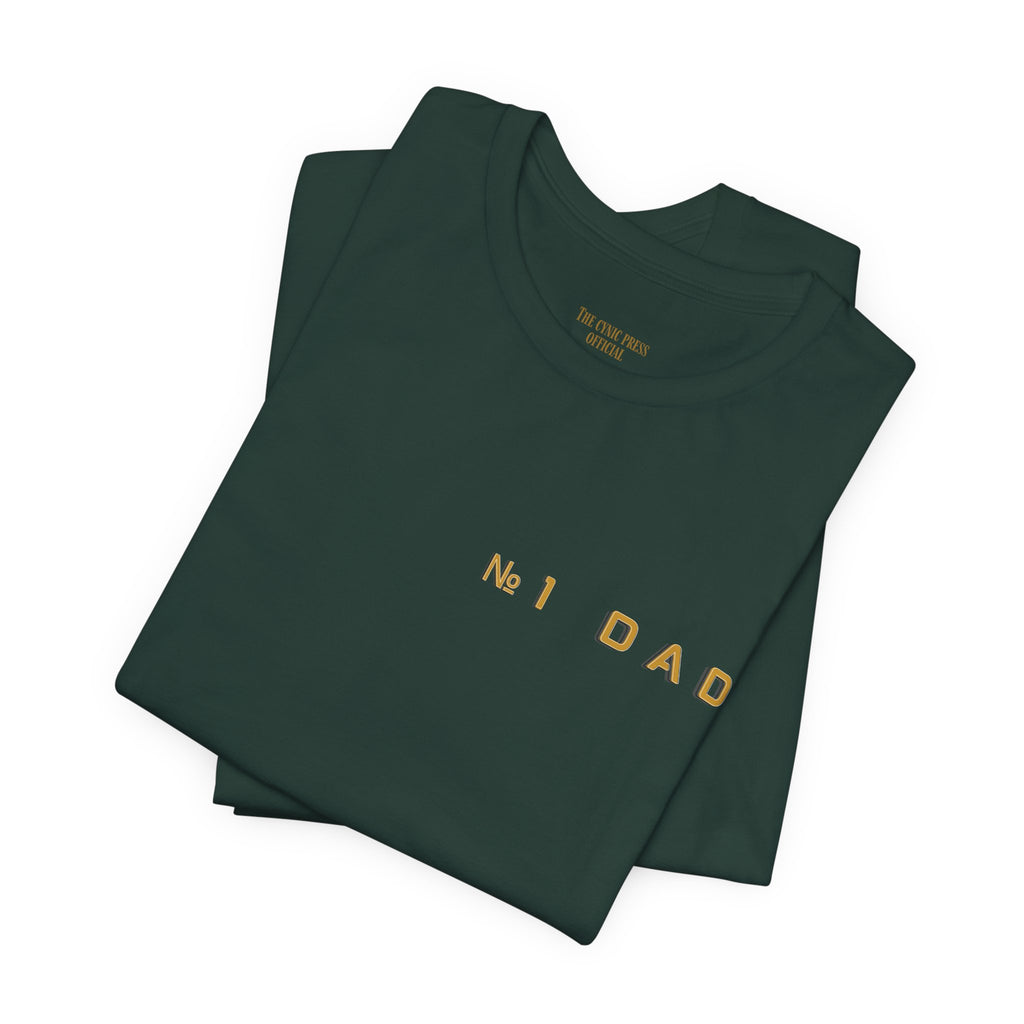 Dad 2026 Crossword T‑Shirt — "No.1 Dad" Gold Badge Father’s Day Tee | Dad Crossword Puzzle T-Shirt | Father's Day Double Sided Graphic Tee | No 1 Dad Shirt Gift for Men