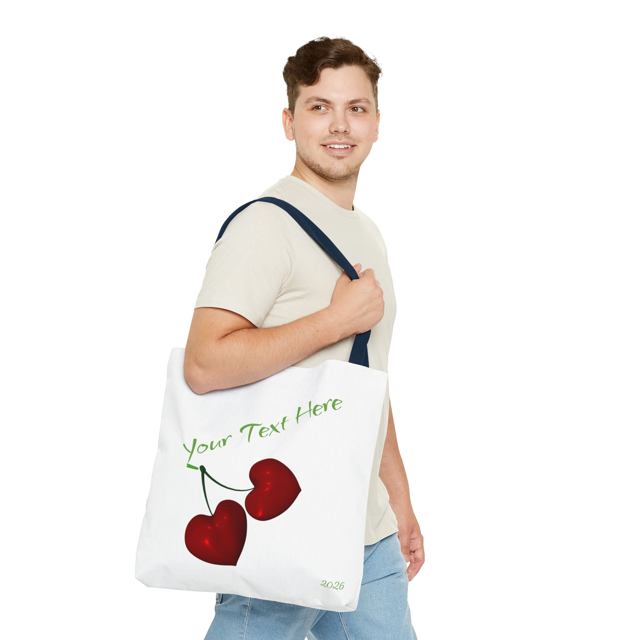 Cherry Hearts Name Tote Bag | Personalized Script _ Name | SanctuaryEssentials