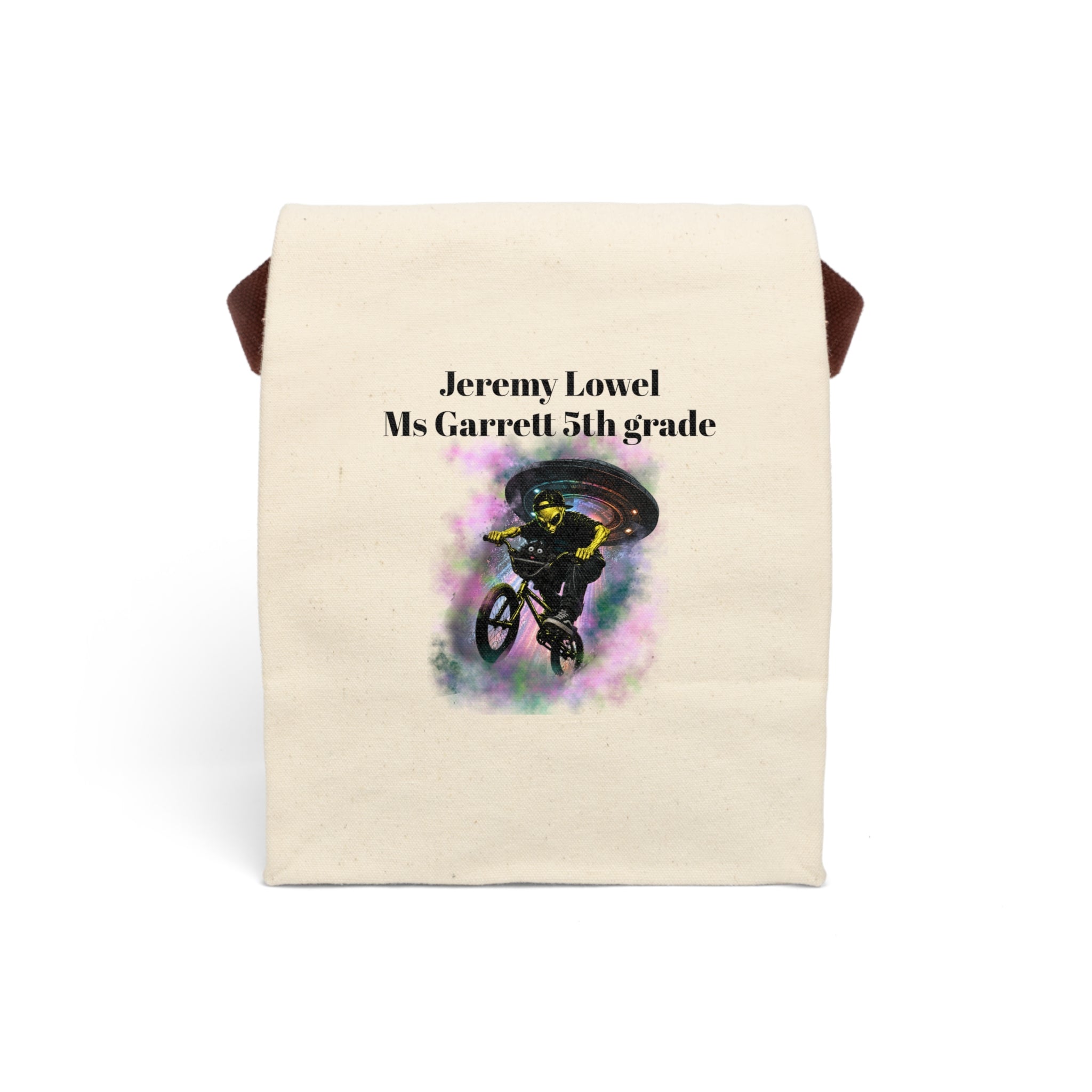 Jinx & Nova Adventure Lunch Bag | Personalized Kids BMX Alien & Cat Lunch Box | Custom School Lunch Tote
