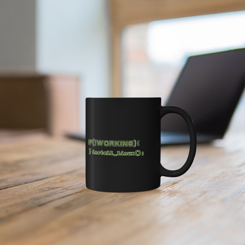 Programming Mug — "If (Networking) { install_linux(); }" Black Coffee Cup (11oz/15oz | Funny Programmer Mug - If Networking Install Linux Black Coffee Cup - 11oz 15oz Geek Tech Gift)