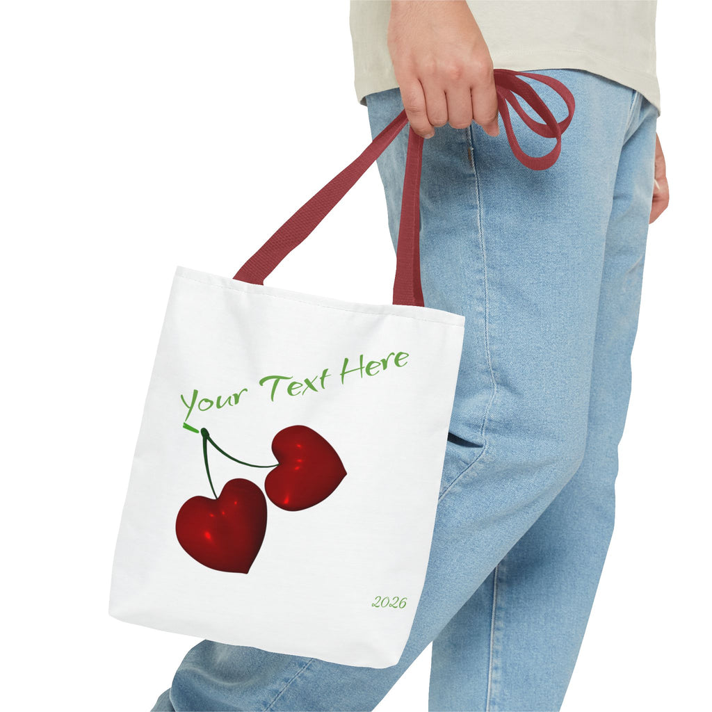 Cherry Hearts Name Tote Bag | Personalized Script _ Name | SanctuaryEssentials