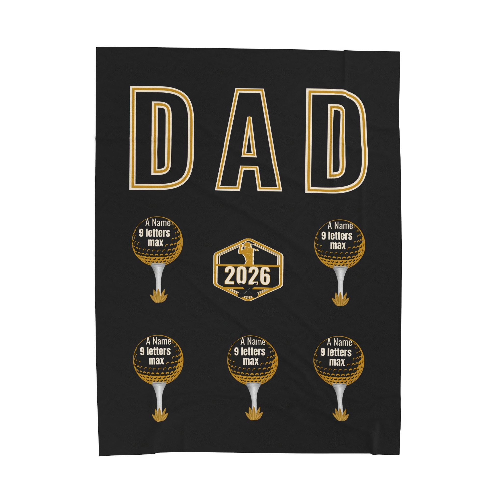 Dad 2026 Golf Personalized Velveteen Plush Blanket — Custom Names (up to 9 letters)