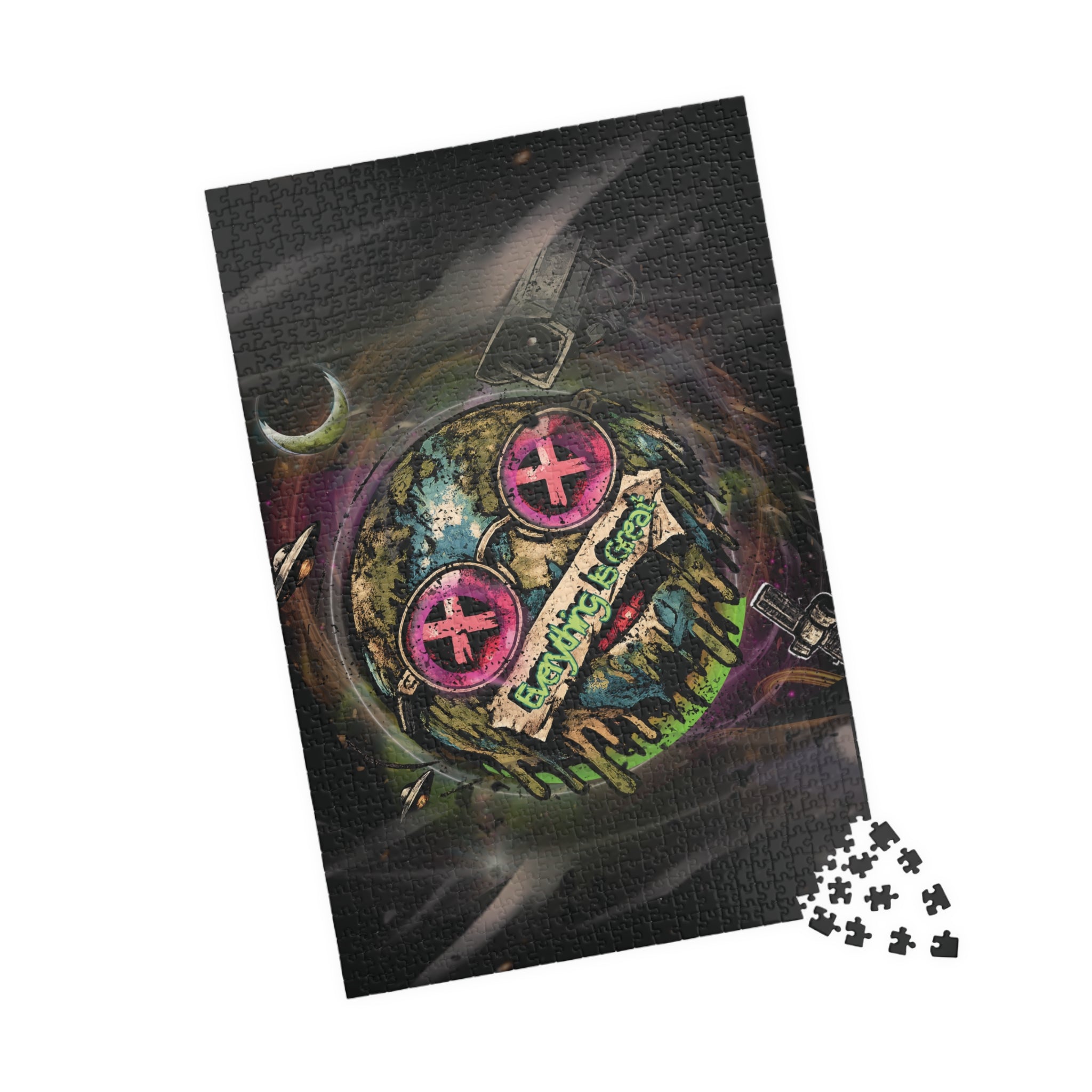 Dark Humor Earth Puzzle – Everything Is Great | Sarcastic Apocalypse Artwork Jigsaw Puzzle | Everything Is Great Earth Puzzle | Dark Humor Jigsaw Puzzle | Cynical Apocalypse Art Puzzle | Sarcastic...