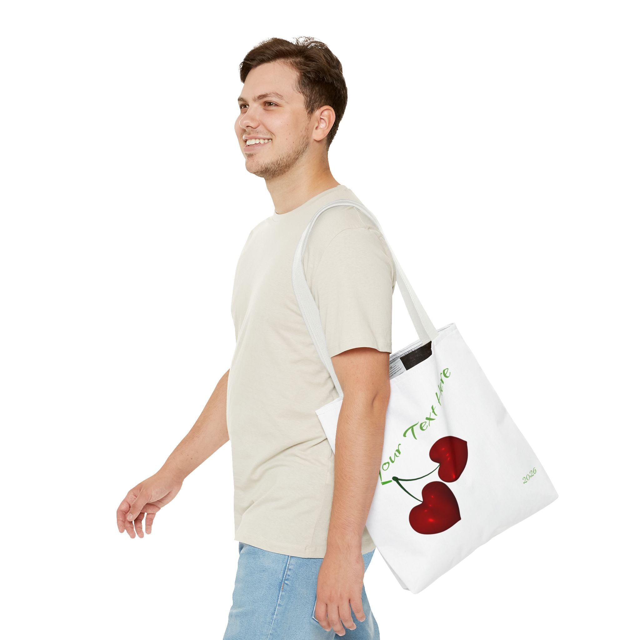 Cherry Hearts Name Tote Bag | Personalized Script _ Name | SanctuaryEssentials