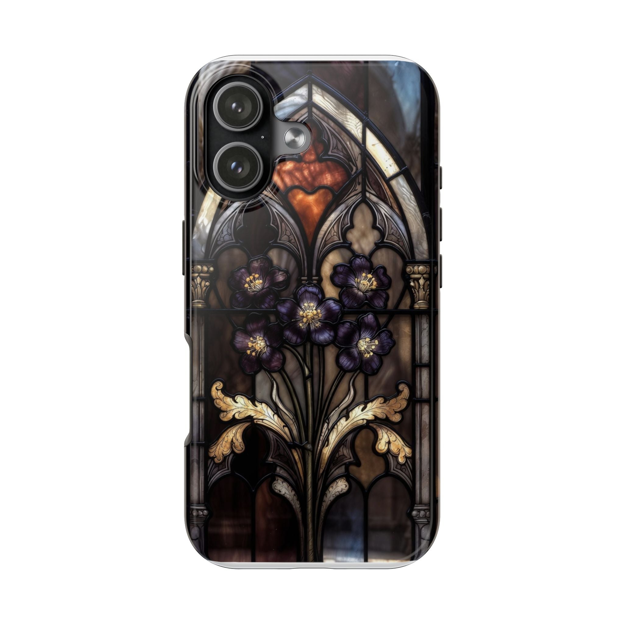 Stained Glass Iris Design Phone Case | Floral Gothic Window Art | SanctuaryEssentials